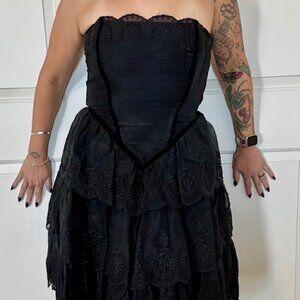 Vintage Betsey Johnson Silk Cupcake Dress, Black, Y2K, Size Large (8-10) Rare!